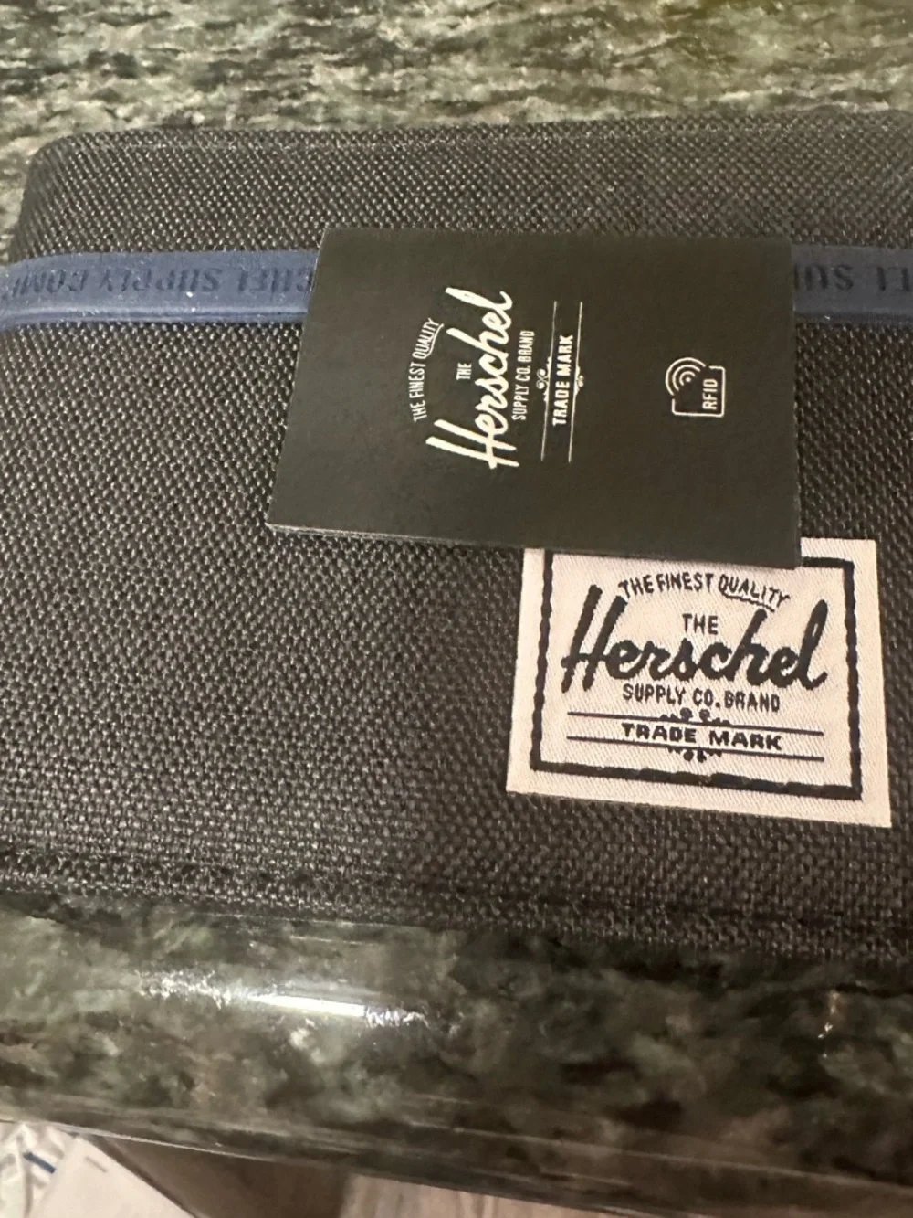 Herschel Supply Company Black Bifold Wallet with Logo Patch